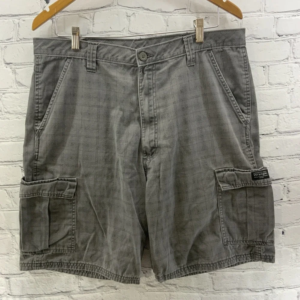 Wrangler Cargo Shorts‎ Mens Sz 36 Gray Casual Hiking Camping